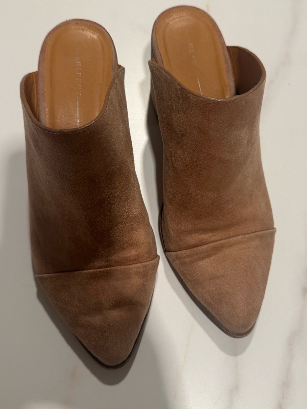 Report Brown Pointed-Toe Slip-On Mules